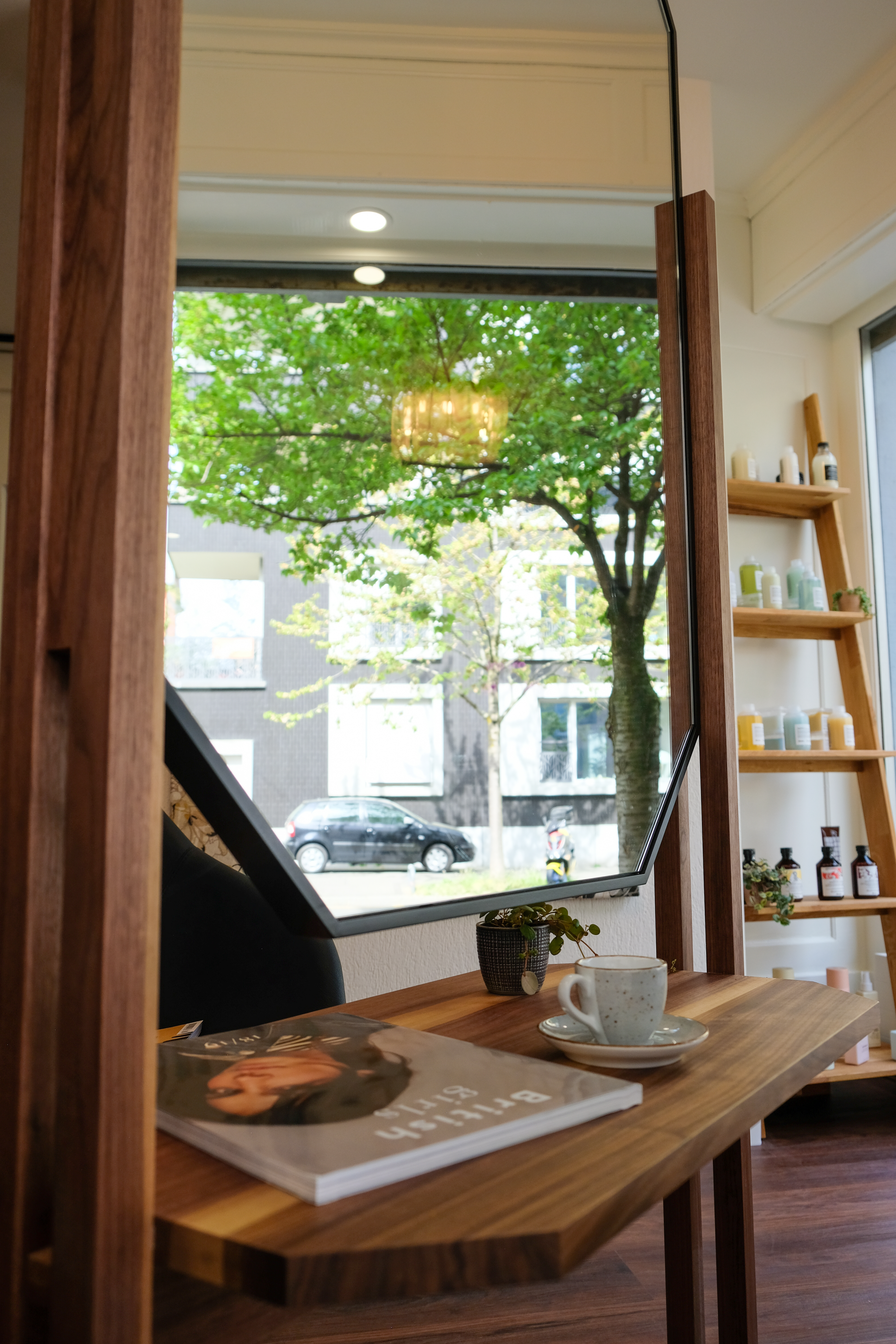 Window table with coffee and street view